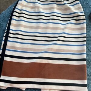 White House Black Market Striped Midi Skirt - Black, Blue, Brown